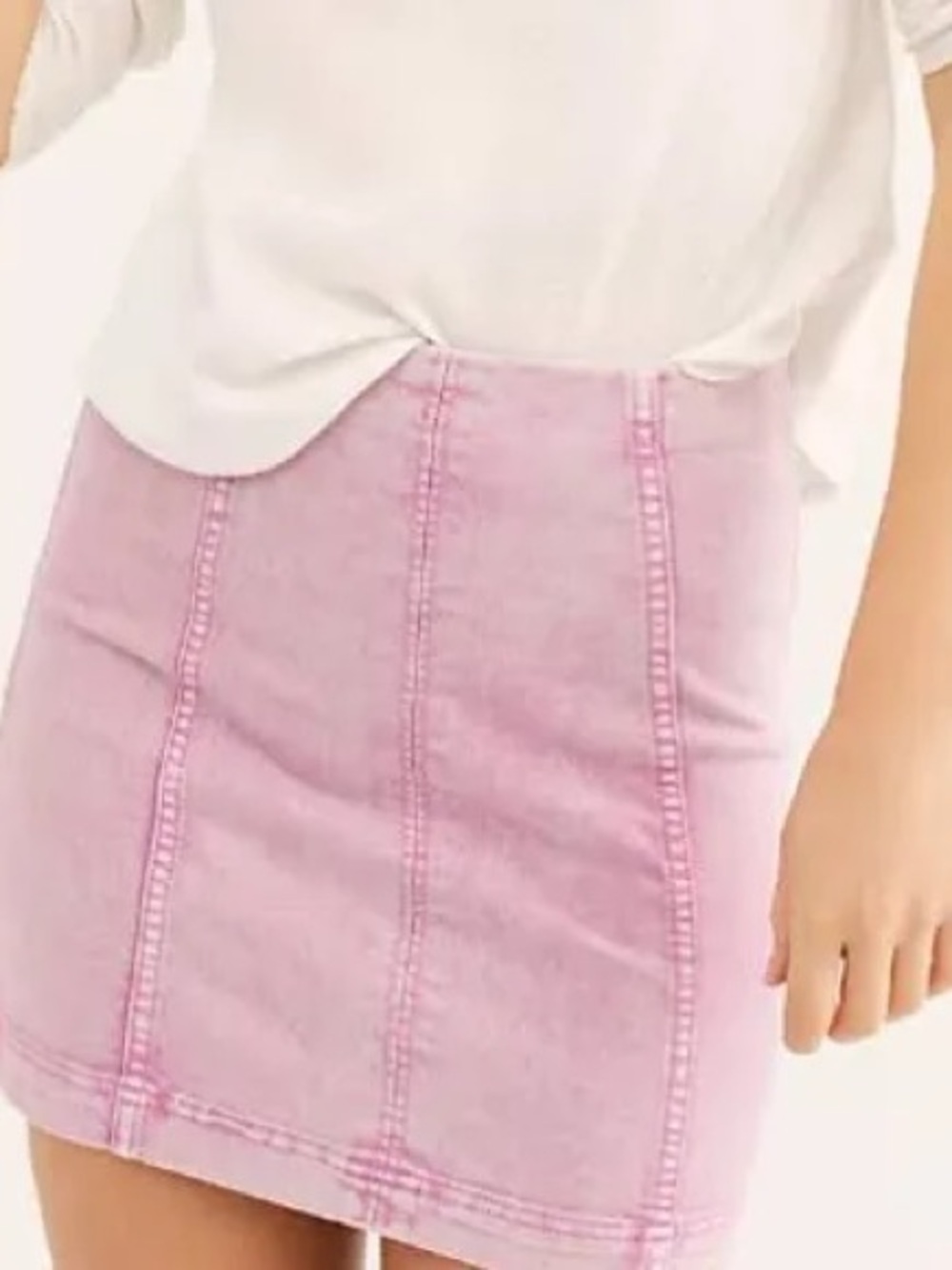 Free People Light Pink Denim Mini Skirt